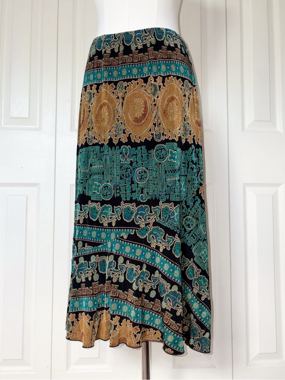 Vintage 90s Mirasol Tapestry Patterned Midi Skirt Size XL | Whimsigoth Boho